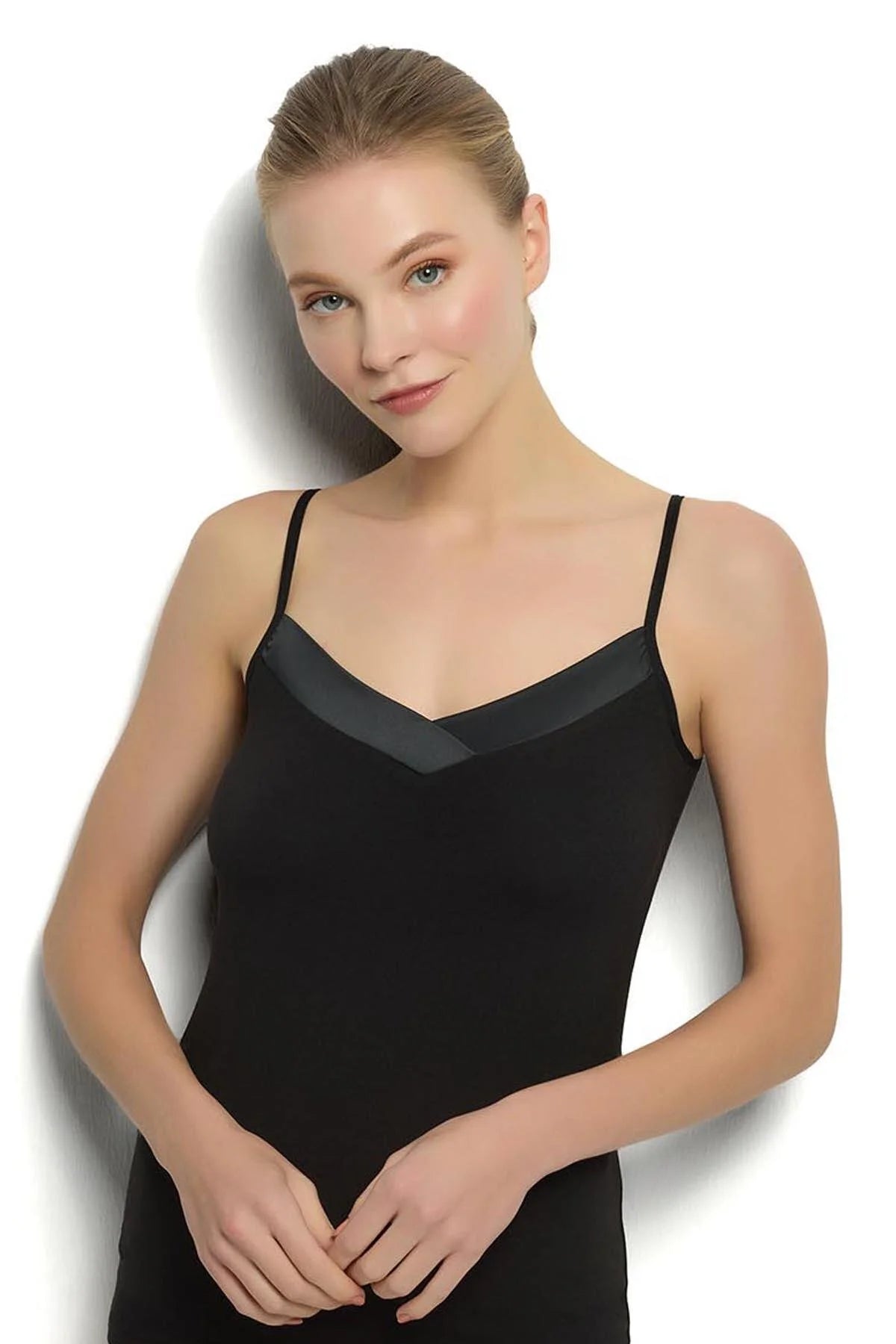 Kadın Saten Yakalı İp Askılı Atlet-JİBER