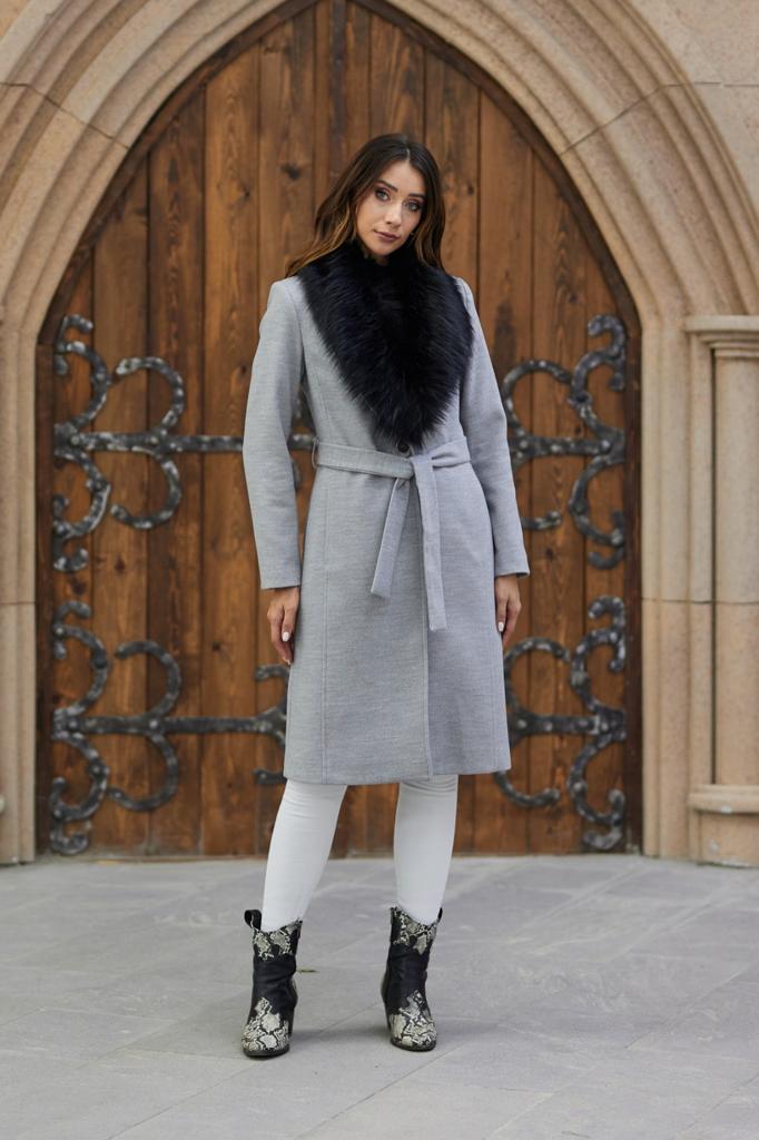 Kadın Kürt Detaylı Kaşe Kaban