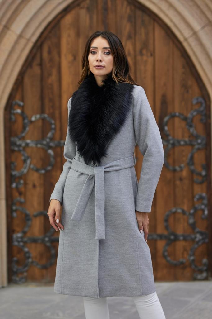 Kadın Kürt Detaylı Kaşe Kaban