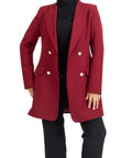 Double Uzun Ceket-Bordo