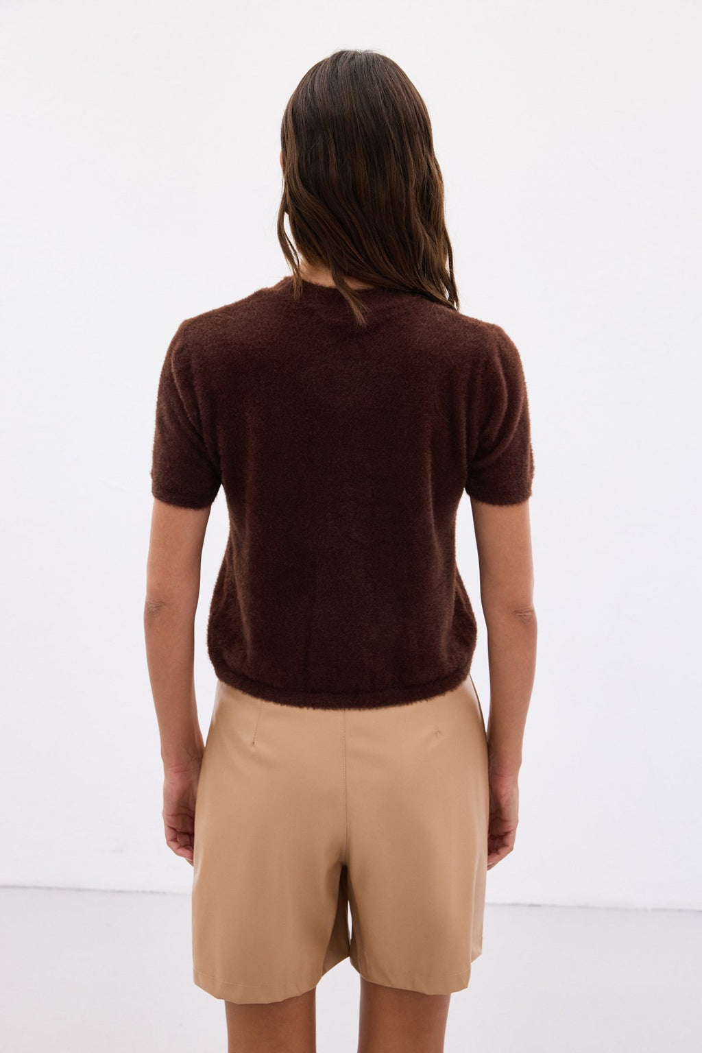 Sakallı Kısa  Kol Triko- Kahve