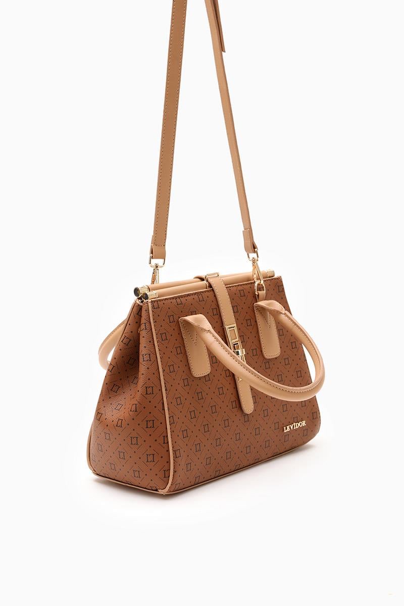 Kadın Baskılı El Çantası-Kahve-Levidor
