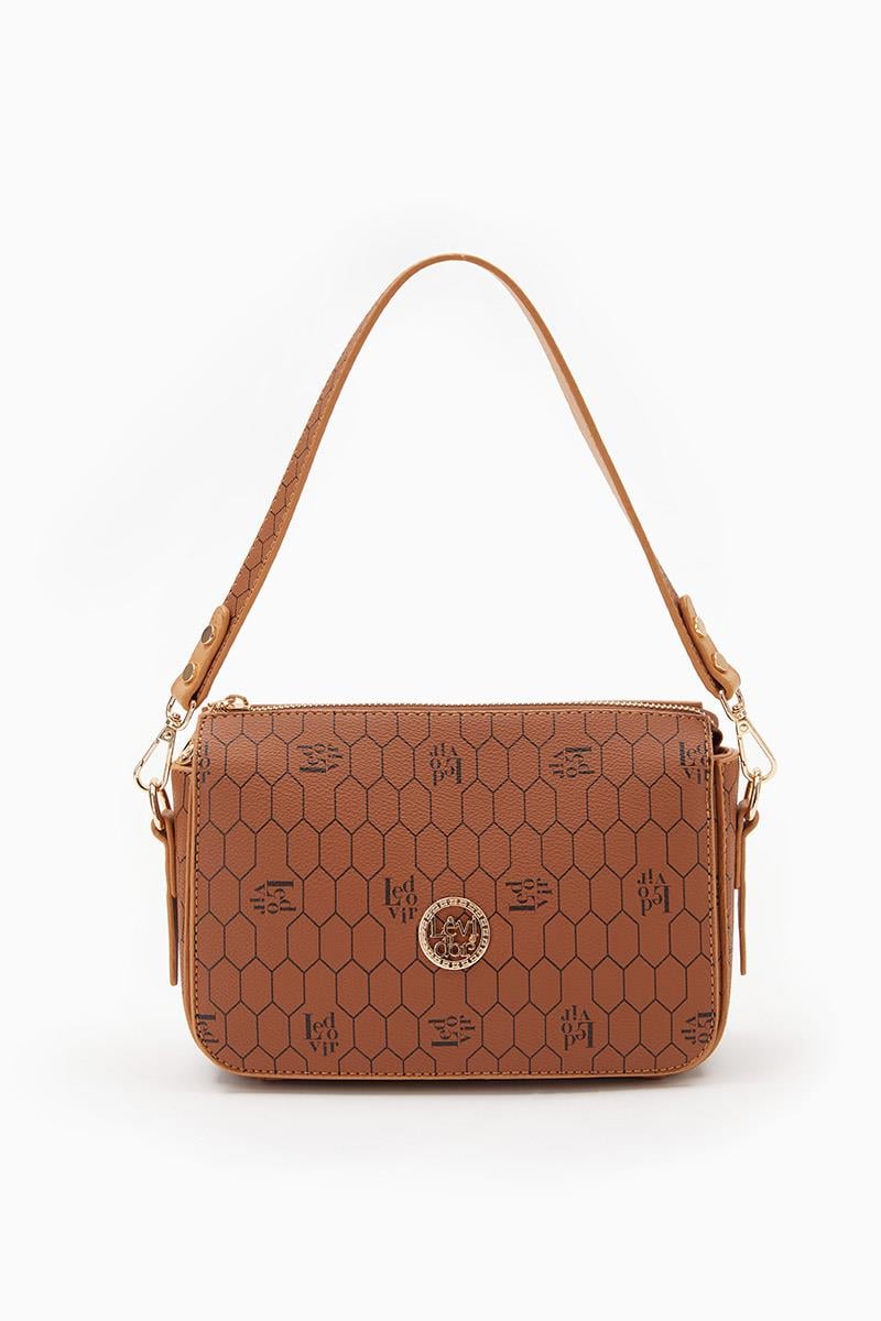 Kadın Petek Desenli Çanta-Kahve-Levidor