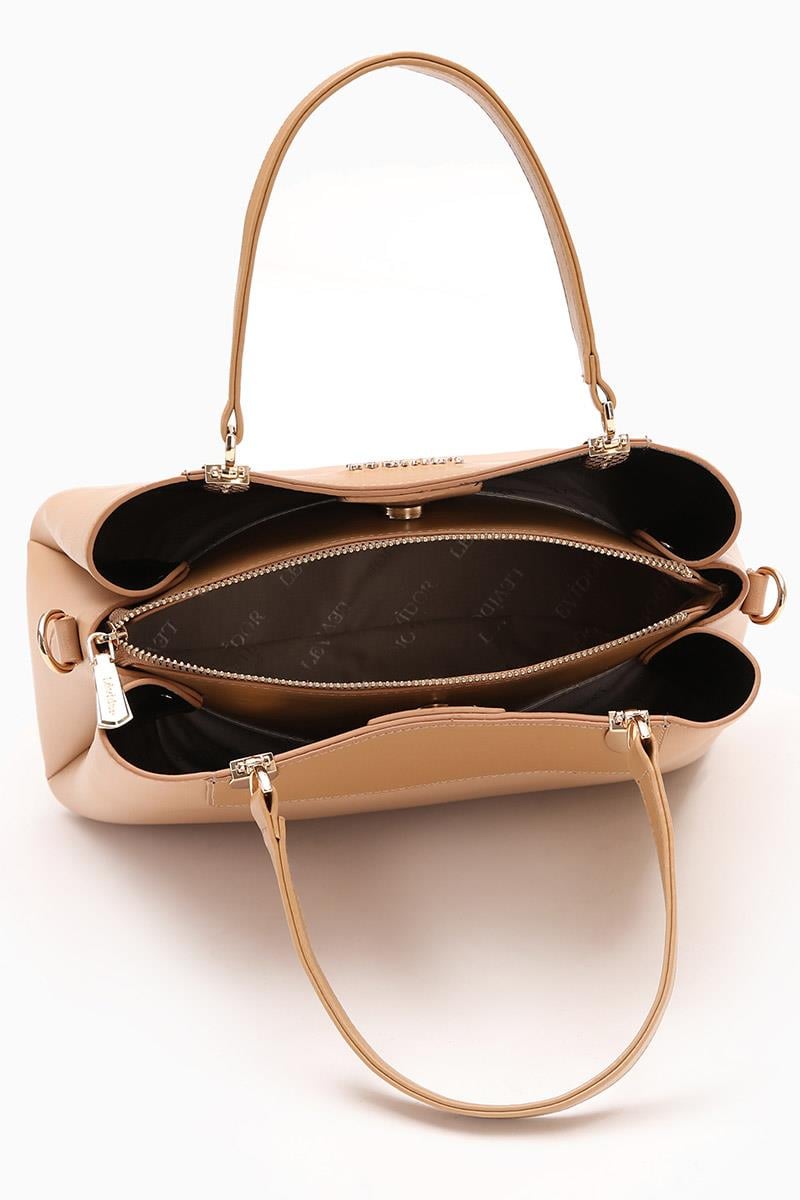 Kadın Üç Bölmeli Çanta-Vizon-Levidor